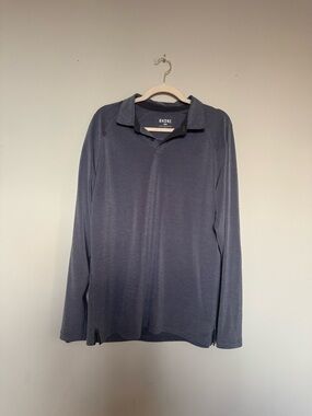 RHONE Men's Long Sleeve Polo - Slate Blue Gray